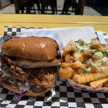 Sideshow Kitchen - Fried Chicken Sandwich (includes fries) - Burgers Near Me - Oakland, California Sideshow Kitchen - Fried Chicken Sandwich (includes fries) - Burgers Near Me - Oakland, California