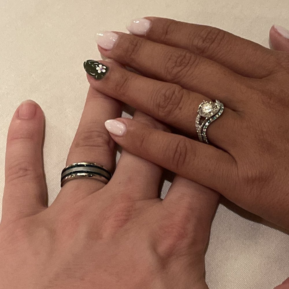 The rings on, once we got married. The rings on, once we got married.