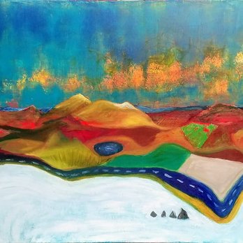 Robert Canaga Studio - Large oil and wax painting on linen. "California Highway" now at Valley Rive Inn - Art Galleries Near Me - Eugene, Oregon Robert Canaga Studio - Large oil and wax painting on linen. "California Highway" now at Valley Rive Inn - Art Galleries Near Me - Eugene, Oregon