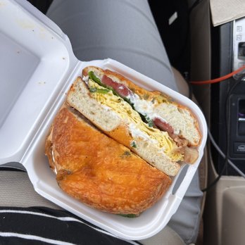 Temecula Grind Coffee House - Breakfast sandwich on a jalapeño cheese bagel - Coffee & Tea Near Me - Temecula, California