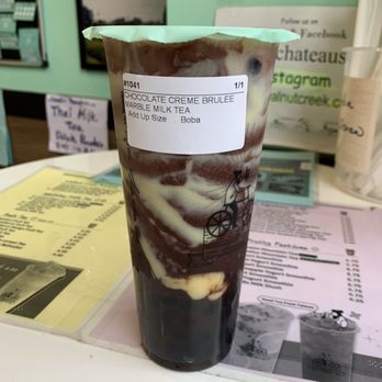 Li Cha Tea - Chocolate Creme Brûlée Marble Milk Tea - Bubble Tea Near Me - Walnut Creek, California