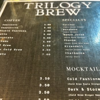 Trilogy Brew - Menu (including mock tails & specialty coffee options) - Coffee & Tea Near Me - Spring, Texas