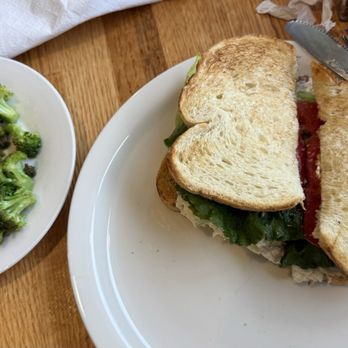 Haywood 209 Cafe - Chicken salad sandwich with a side of grilled broccoli. Both were delicious! - Steakhouses Near Me - Waynesville, North Carolina Haywood 209 Cafe - Chicken salad sandwich with a side of grilled broccoli. Both were delicious! - Steakhouses Near Me - Waynesville, North Carolina