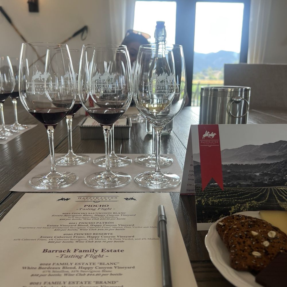 Stagecoach Wine Tours - Tasting setup at Happy Canyon - Wine Tours Near Me Stagecoach Wine Tours - Tasting setup at Happy Canyon - Wine Tours Near Me