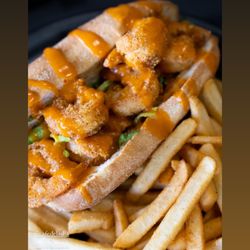 Cafe de LaSha - Shrimp Po' Boy sandwich and Fries