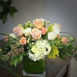 Exotica The Signature Of Flowers - Perfect peach and white flower centerpiece for weddings, baby showers or just because.