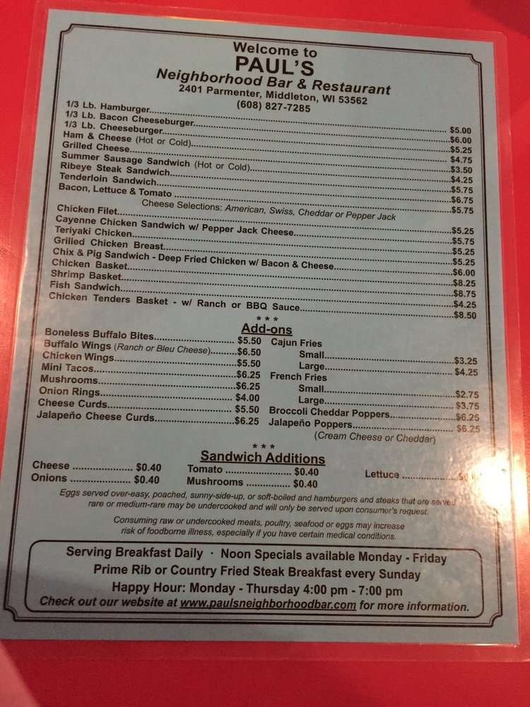PAUL’S NEIGHBORHOOD BAR 25 Photos & 39 Reviews 2401 Parmenter St, Middleton, Wisconsin