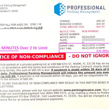 Target - Parking violation for $85 dollars, "reduced" to $45 (+$4.99 processing fee) for being in garage for LITERALLY 3 minutes over. - Department Stores Near Me - Miami, Florida