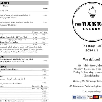 The Bake Shop Eatery - Menu page#1 - Bakeries Near Me - Mexico, New York The Bake Shop Eatery - Menu page#1 - Bakeries Near Me - Mexico, New York