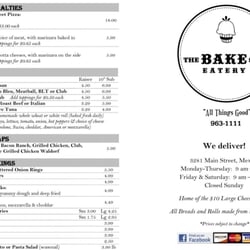 The Bake Shop Eatery - Menu page#1