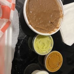 La Loteria Mexican Food - Frijoles and house sauces