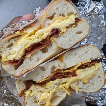 Munsey Park Bagels - BEC on cheddar bagel - Bagels Near Me - Manhasset, New York