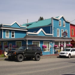 Pioneer Hostel - My room was on the 1st floor, to the left of the door behind the Jeep's right front fender.  Nice and quiet - like PR!