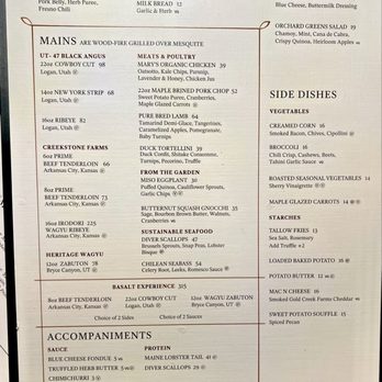 Basalt - Menu (12/2025) - Steakhouses Near Me - Ivins, Utah