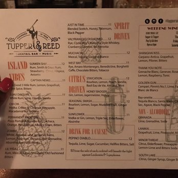 Tupper and Reed - Drink menu - Cocktail Bars Near Me - Berkeley, California