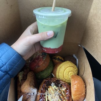 Bake Sum - Pastries with limited matcha oat milk ginger strawberry latte - Desserts Near Me - Oakland, California