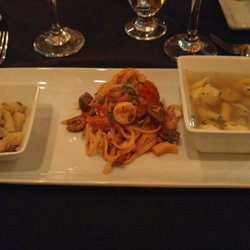 Il Salici at the Willows - gnocchi with garlic olive oil, octopus linguini in tomato sauce, tortellini in brodo soup