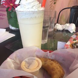 Mango Shake + Chicken Empanada Mango Shake + Chicken Empanada