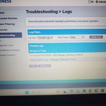 Preeminent Technologies - Modem logs 2932 attempts to gain access... - IT Services & Computer Repair Near Me - Avon, Indiana