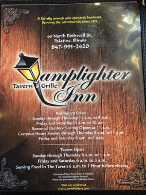 Menu photo 8 Lamplighter Inn Palatine, IL