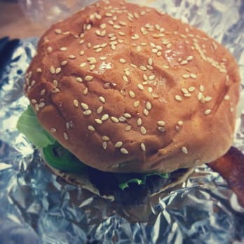 Five Guys - Little Bacon Burger with lettuce, tomato, grilled onions, mushrooms, and jalapeños. - Burgers Near Me - Tampa, Florida