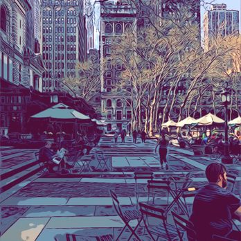 Bryant Park - Promenade with some iPhone filter fun - Parks Near Me - New York, New York