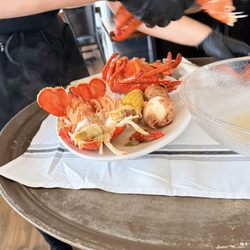 The Station House Restaurant - 2 lb lobster cracked by server