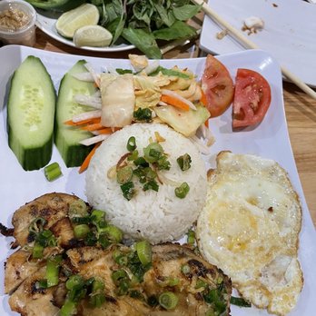Photastic - Grilled chicken with rice, egg and salad - Vietnamese Near Me - Miami, Florida