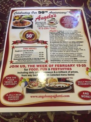 Menu photo 6 Angelo's Spaghetti & Pizza House - Irving Irving, TX