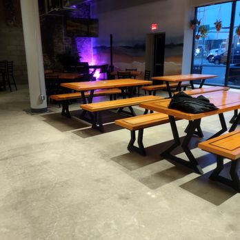 Paddlefish Brewing - NE corner view of tap room, view of standard height tables - Breweries Near Me - Saint Peter, Minnesota Paddlefish Brewing - NE corner view of tap room, view of standard height tables - Breweries Near Me - Saint Peter, Minnesota