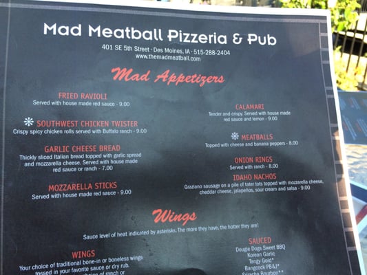 Menu photo 2 Mad Meatball Pizzeria & Pub Des Moines, IA Menu photo 2 Mad Meatball Pizzeria & Pub Des Moines, IA