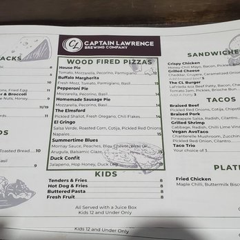 Captain Lawrence Brewing - Food menu - Breweries Near Me - Elmsford, New York Captain Lawrence Brewing - Food menu - Breweries Near Me - Elmsford, New York