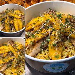Blue Way - Checken gegrillt mit frisch karamellisierter Mango dazu Safran-Reis mit Pistazien&Berberitz