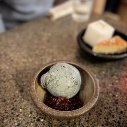 Black sesame ice cream and red bean