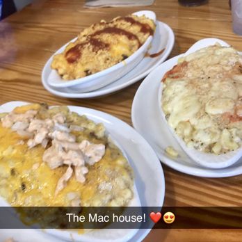 The Mac House - Mac and Cheese Cheeseburger (bottom) Caribbean Jerk Chicken (top left) Supreme Pizza (top right) - American Near Me - Wake Forest, North Carolina The Mac House - Mac and Cheese Cheeseburger (bottom) Caribbean Jerk Chicken (top left) Supreme Pizza (top right) - American Near Me - Wake Forest, North Carolina