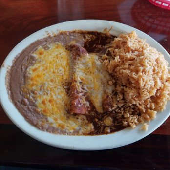 El Burrito Grill - Two cheese enchiladas with beans and rice. - Mexican Near Me - Long Beach, California