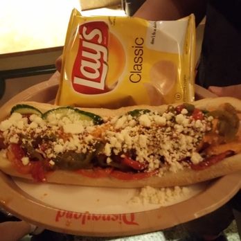 Refreshment Corner - Halloween seasonal Hades hot dog. Actually kinda spicy - Food Stands Near Me - Anaheim, California