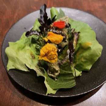 Baroo - a plate of salad on a wooden table - Korean Near Me - Los Angeles, California