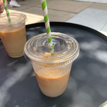 Yipao Coffee - Hazelnut iced latte (left) and Salt caramel iced latte (right) - Coffee & Tea Near Me - San Diego, California Yipao Coffee - Hazelnut iced latte (left) and Salt caramel iced latte (right) - Coffee & Tea Near Me - San Diego, California