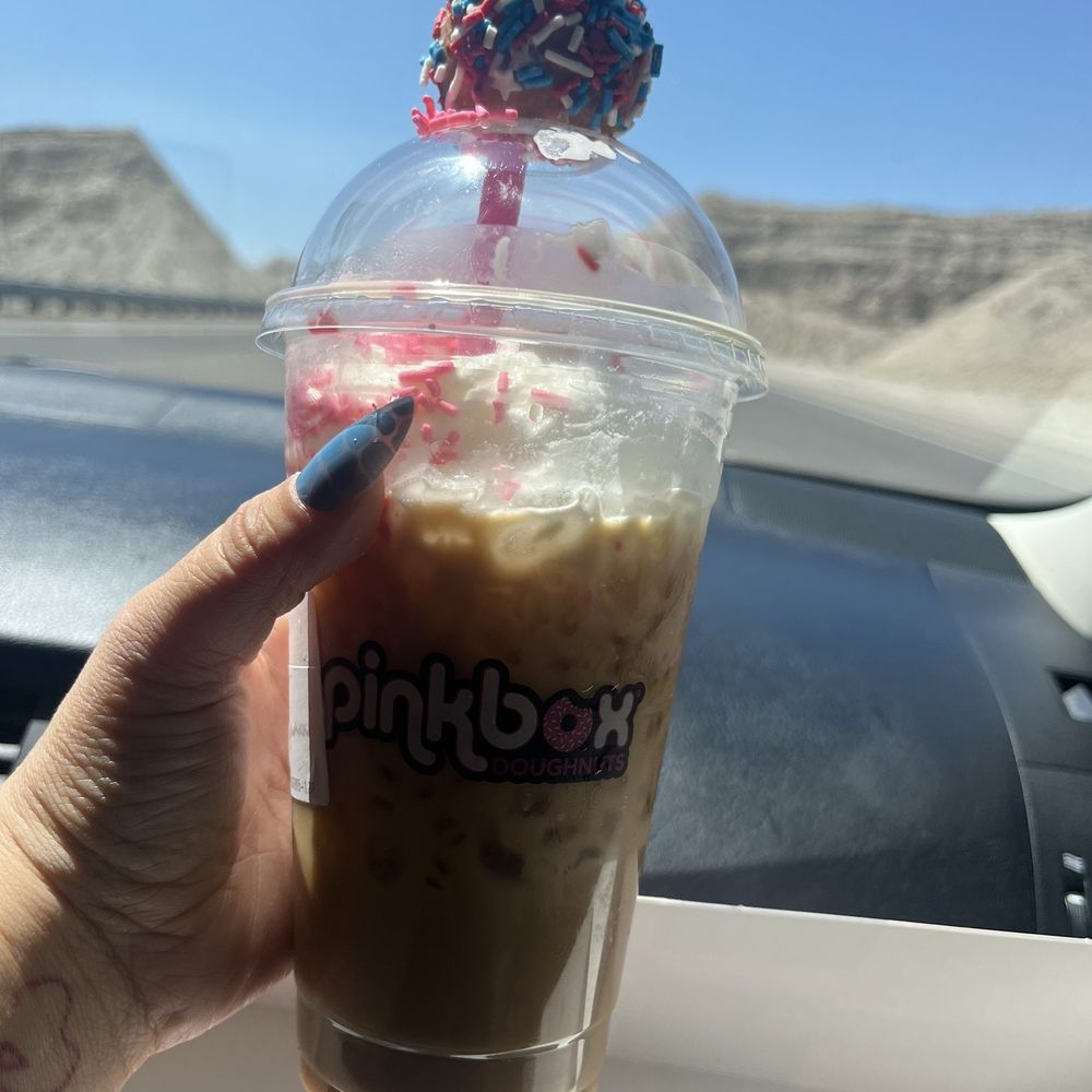 Pinkbox Doughnuts - Even the coffee has a mini donut! I'd skip the whip & sprinkles next time bc once melted, it changed the coffee flavor & made it too sweet - Donuts Near Me - Laughlin, Nevada Pinkbox Doughnuts - Even the coffee has a mini donut! I'd skip the whip & sprinkles next time bc once melted, it changed the coffee flavor & made it too sweet - Donuts Near Me - Laughlin, Nevada