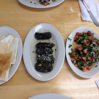 Shish Kabob - Grape leaves and Tabouleh to start it off. Delicious! - Persian/Iranian Near Me - Pawtucket, Rhode Island