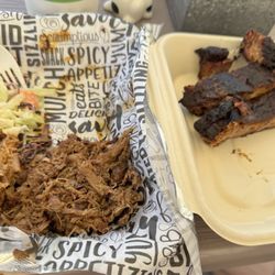 Ash Kickin' BBQ - Ribs, pulled pork, brisket, and coleslaw