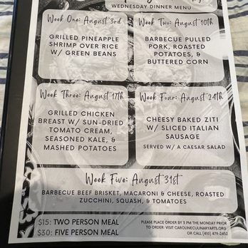 Shore Gourmet - Aug. menu for Wed. night's weekly dinners; must place by Mon. prior to order - Bakeries Near Me - Denton, Maryland Shore Gourmet - Aug. menu for Wed. night's weekly dinners; must place by Mon. prior to order - Bakeries Near Me - Denton, Maryland