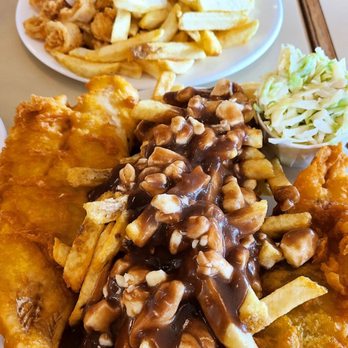 Cockney Kings Fish & Chips - Combo Dinner (Salmon + Haddock, with $3 poutine upgrade) and Calamari Dinner - Seafood Near Me - Burnaby, British Columbia Cockney Kings Fish & Chips - Combo Dinner (Salmon + Haddock, with $3 poutine upgrade) and Calamari Dinner - Seafood Near Me - Burnaby, British Columbia