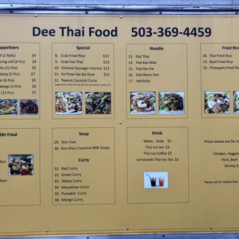 Dee Thai Food - Menu 5/1/21 - Thai Near Me - Portland, Oregon