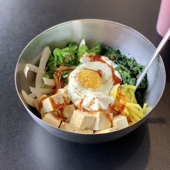 KOSMO'S Bop Shop - Tofu bop with spinach, broccoli, pickled daikon and onions. Brown rice. Simply yum. - Korean Near Me - Ann Arbor, Michigan KOSMO'S Bop Shop - Tofu bop with spinach, broccoli, pickled daikon and onions. Brown rice. Simply yum. - Korean Near Me - Ann Arbor, Michigan