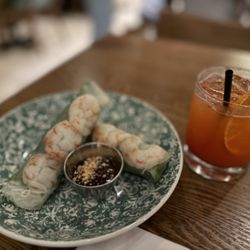Little Miss Ha - Shrimp Spring Rolls & Bare Bones & Honey Mocktail