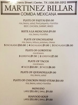 Menu photo 4 Cocina Martinez Center, TX