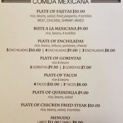 Cocina Martinez - Thursday Friday Saturday Sunday Menu