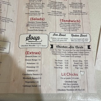 Iva's Chicken Dinners - Menu - New American Near Me - Sterling, Michigan